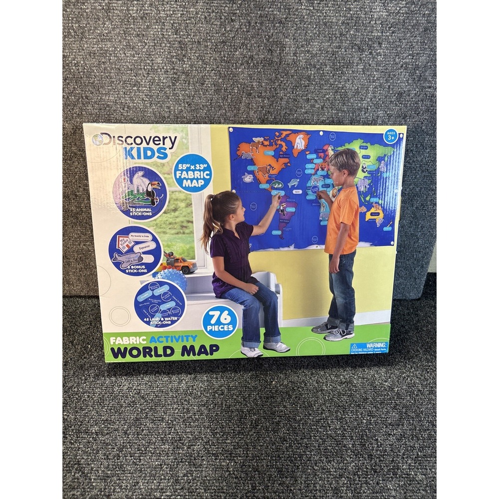 Discovery‎ Kids~Fabric Activity World Map~76 Pcs~Homeschool Kids School Fun